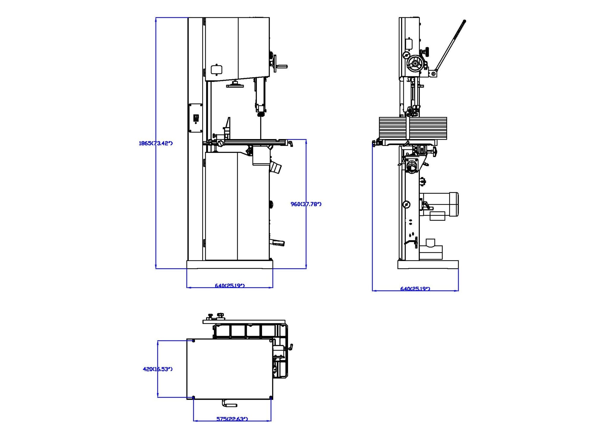 EXMAC BS15 manufacturer-supplied machine dimensions diagram