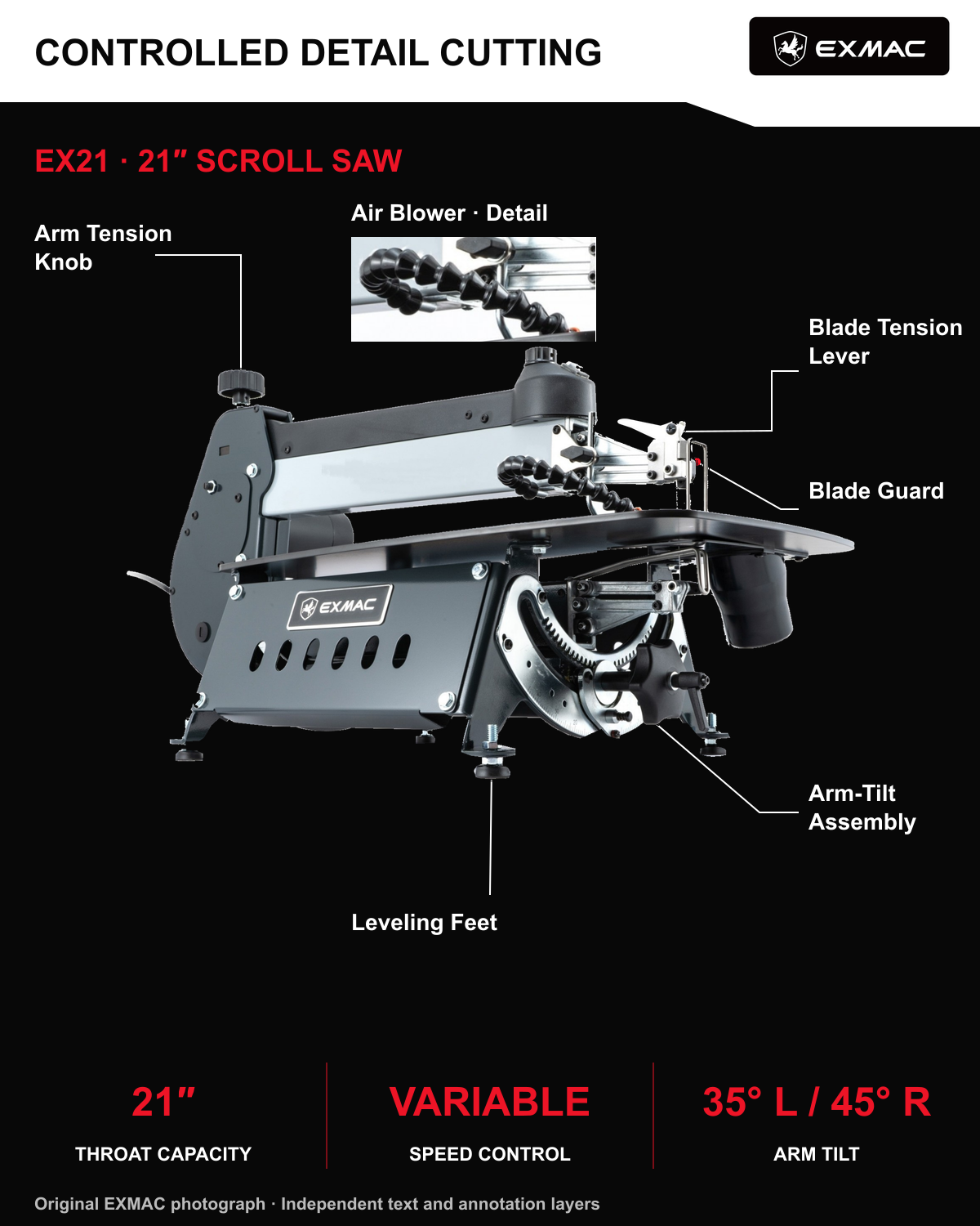 EXMAC EX21 original product photo with six component callouts