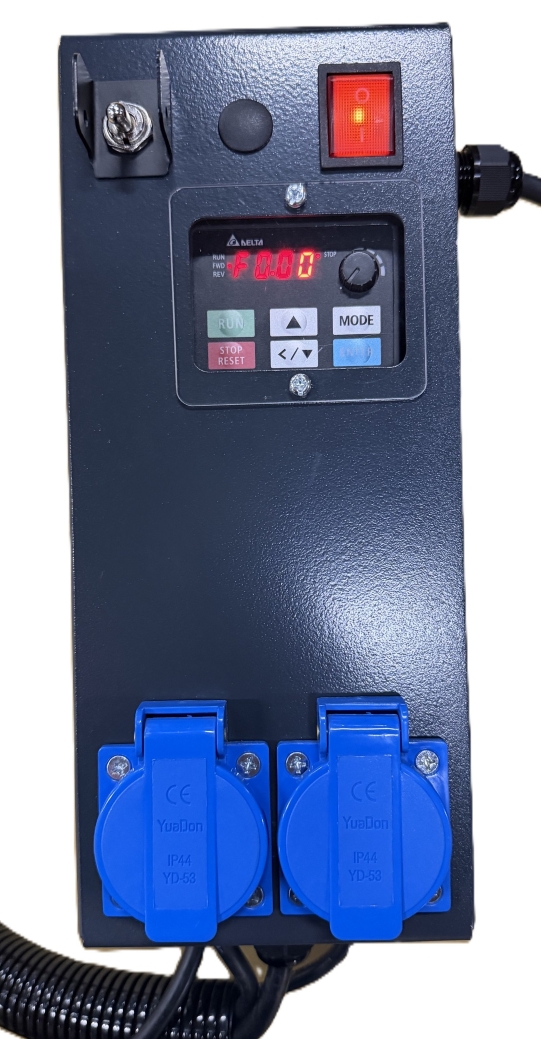 EXMAC lathe electrical control box and outlets, manufacturer photograph.